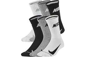 Nike Boys Cushioned Crew Socks 6-Pack – Breathable Knit & Supportive Fit for School, Sports, and Everyday Wear
