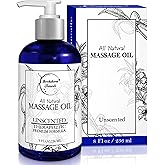 Unscented Massage Oil for Massage Therapy – 100% Natural Body Oil with Sweet Almond, Grapeseed & Jojoba for Premium Glide – Pure Carrier Blend for Aromatherapy – Brookethorne Naturals