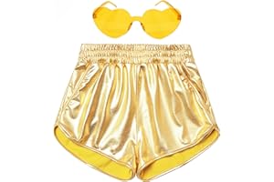 Perfashion Girls Metallic Shorts Shiny Hot Short Sparkly Party Pants &Sunglasses