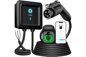 EVIQO Level 2 EV Charger, 40-48 Amp, J1772 for Non-Tesla EVs, 7.6m Cable, WiFi (2.4GHz) Smart App, Weatherproof Indoor/Outdoo
