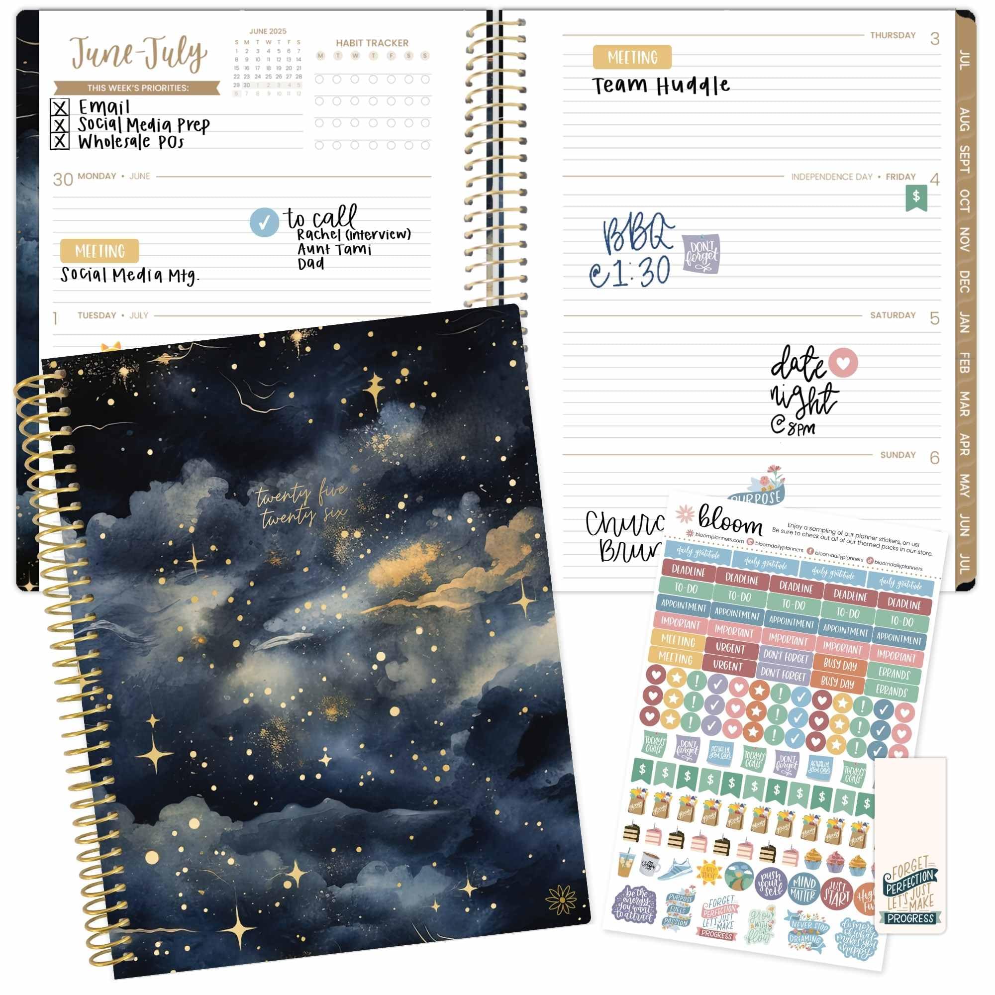 Photo 1 of bloom daily planners 2025-2026 (8.5" x 11") Academic Year Day Planner (July 2025 - July 2026) - Weekly & Monthly Dated Agenda Organizer with Stickers & Tabs - Midnight Sky