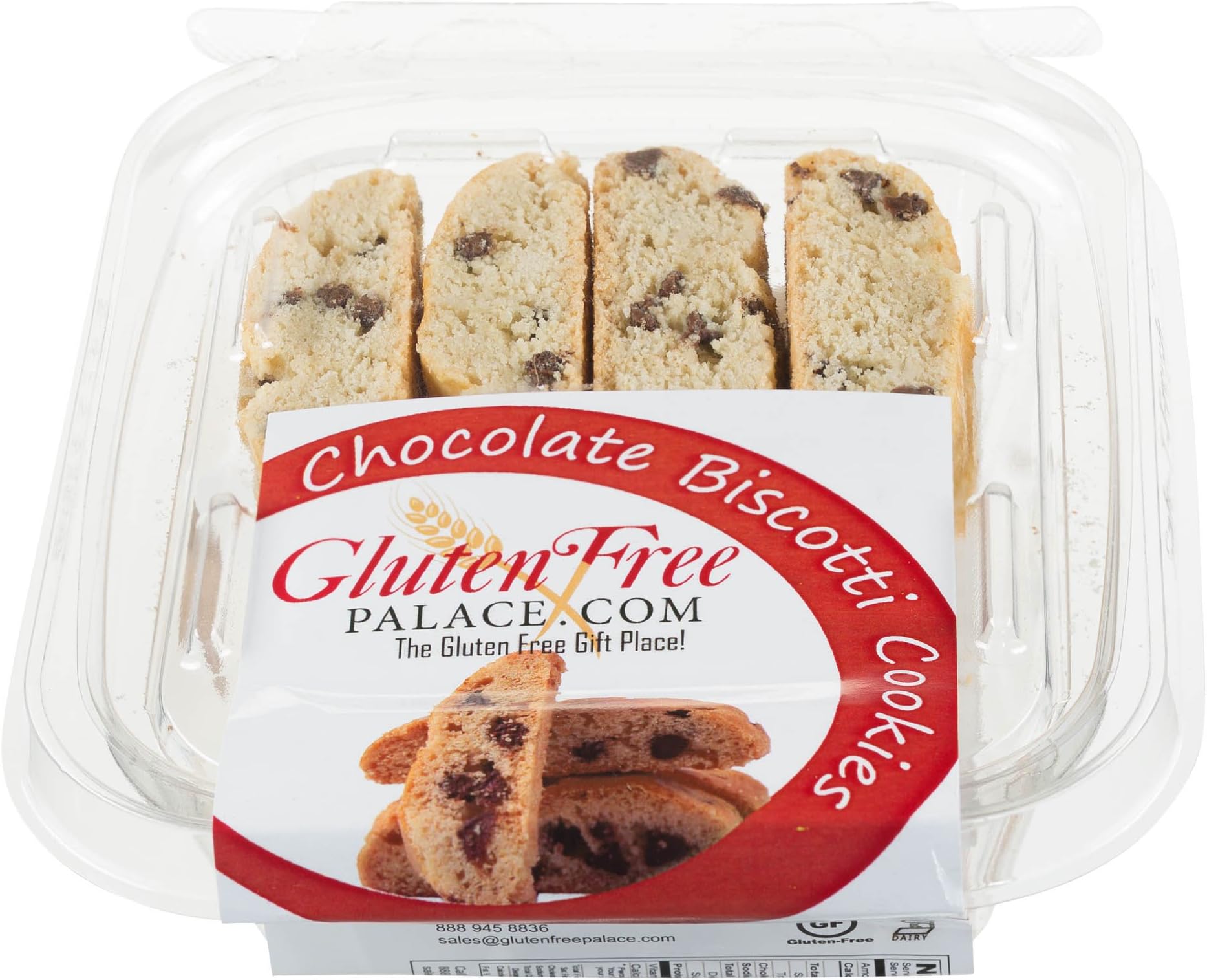 Gluten Free Chocolate Chip Biscotti Cookies, 2 Ounce, Italian Style Crunchy Cookies, Kosher, Nut Free, Gluten Free Dairy Free Cookies by Gluten Free Palace