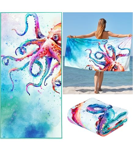 VANZEV Watercolor Floral Beach Towel – Microfiber Quick-Dry Towel For Pool, Beach, Bath, 52”x32”