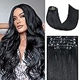 Honsoo Black Hair Extensions Real Human Hair Clip Ins Jet Black 70g 7pcs 12inch Short Remy Human Seamless Clips Soft No Tangles Hair For Black Women