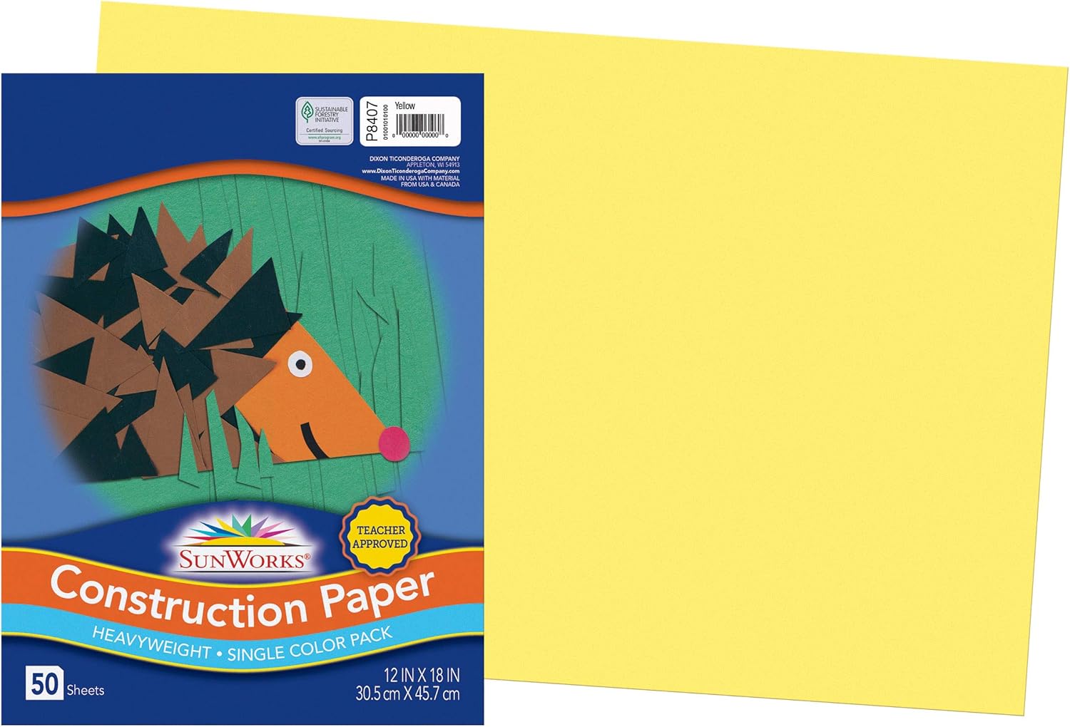 SunWorks Construction Paper, Yellow, 12" x 18", 50 Sheets