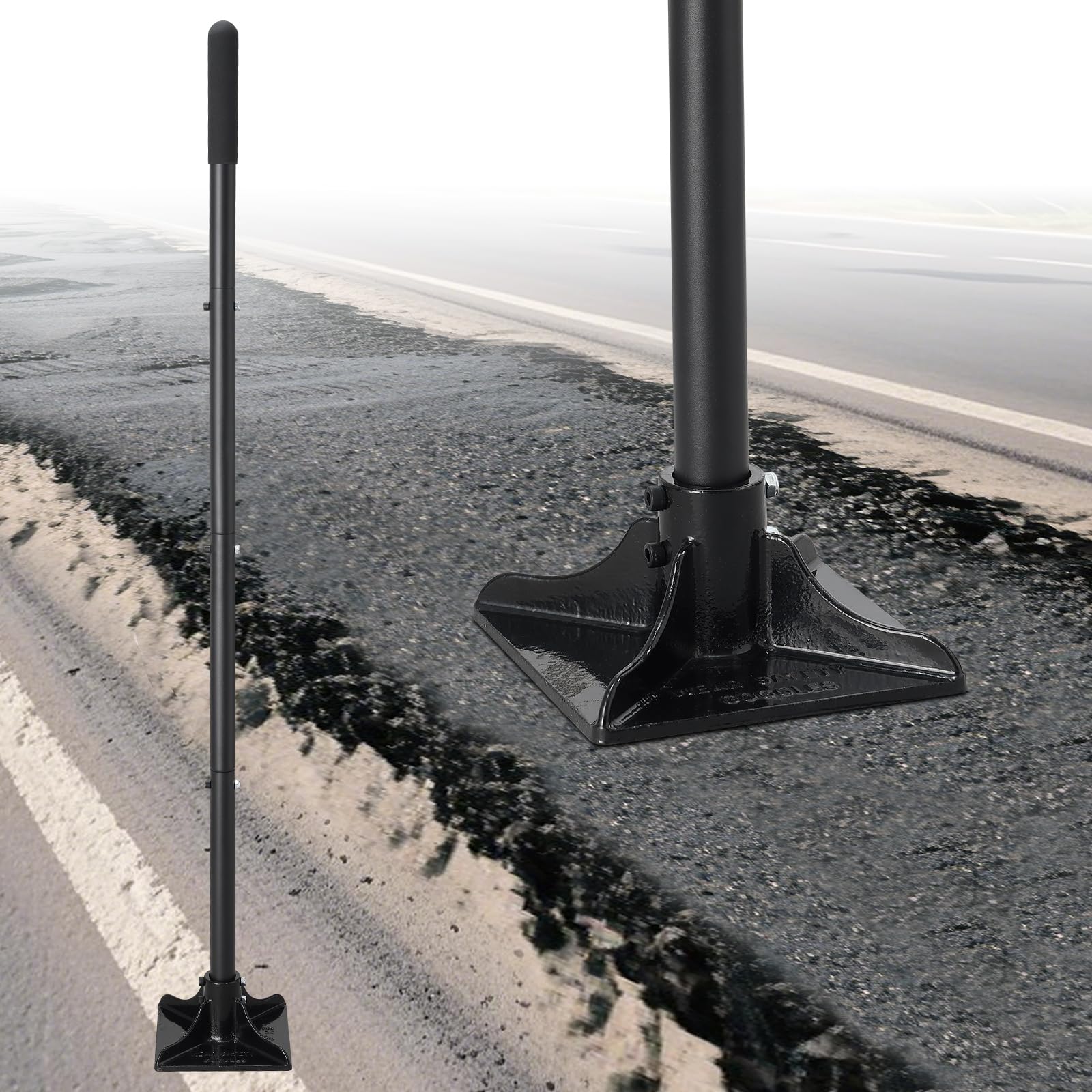 Photo 1 of Tamper Tool: Heavy Duty 8"x 8" Steel Ground Tamper Tool for Garden Yard,58" Long Handle,Metal Hand Landscaping Tampers for Dirt,Soil,Concrete,Asphalt,Driveway Repairing,Pathway Ground Leveling