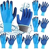 Handepo 6 Pairs Winter Work Gloves for Men and Women Waterproof Thermal Freezer Gloves for Work Below Zero Ice Fishing, Blue (Large)