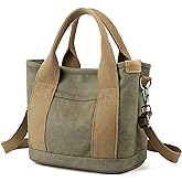 Handbag for Women Multi-Pockets, Canvas Tote Shoulder Bags with Zipper, Satchel Hobo Bag for Travel Work