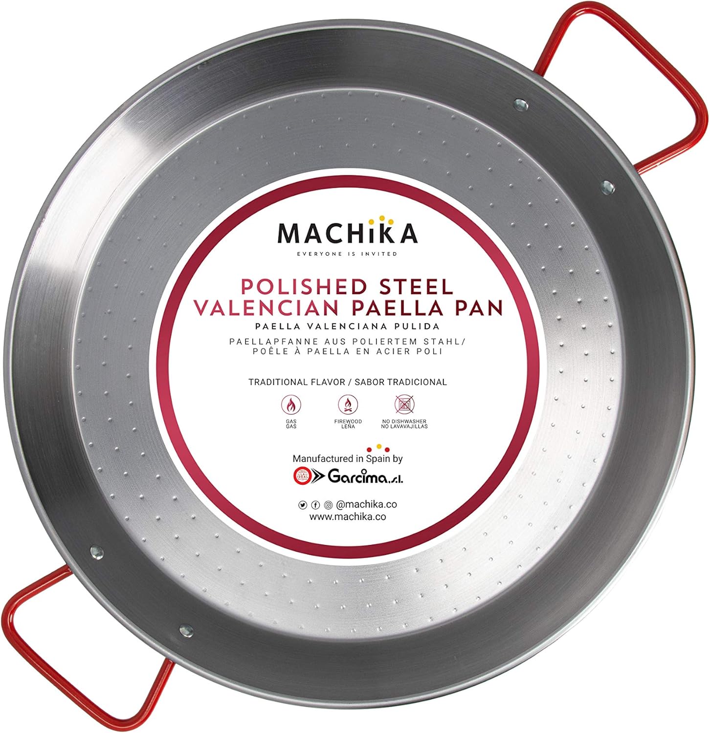 Machika Polished Steel Paella Pan 15 inch (38 cm)