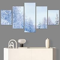 SIGNWIN 5 Panel Canvas Wall Art Modern Art Forest Multicolor Photography Relax/Calm Romantics Scenic for Home Decorations Ready to Hang - 60