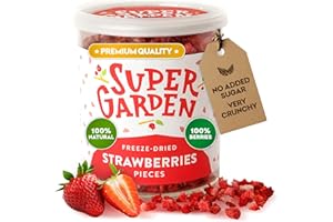 SUPERGARDEN Super Garden Freeze Dried Strawberries | Crunchy Flavorful Pieces for Cereal, Yogurt, & Baking | Freeze Dried Fruit Strawberry No Sugar Added | Freeze Dried Berries - Healthy Snack for Kids and Adults | Space and Astronaut Food | 1.13 oz