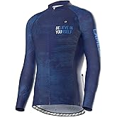 LAMEDA Men's Cycling Jersey Long Sleeve, Breathable Moisture Wicking Bike Shirt, Lightweight Biking Shirt with 3 Rear Pockets