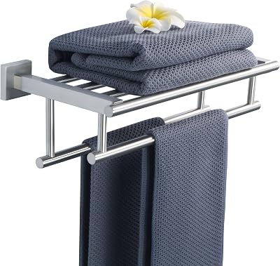 Sayayo Towel Rail Wall Mounted 16 Inch Brushed Nickel SUS304 Bathroom Shelf