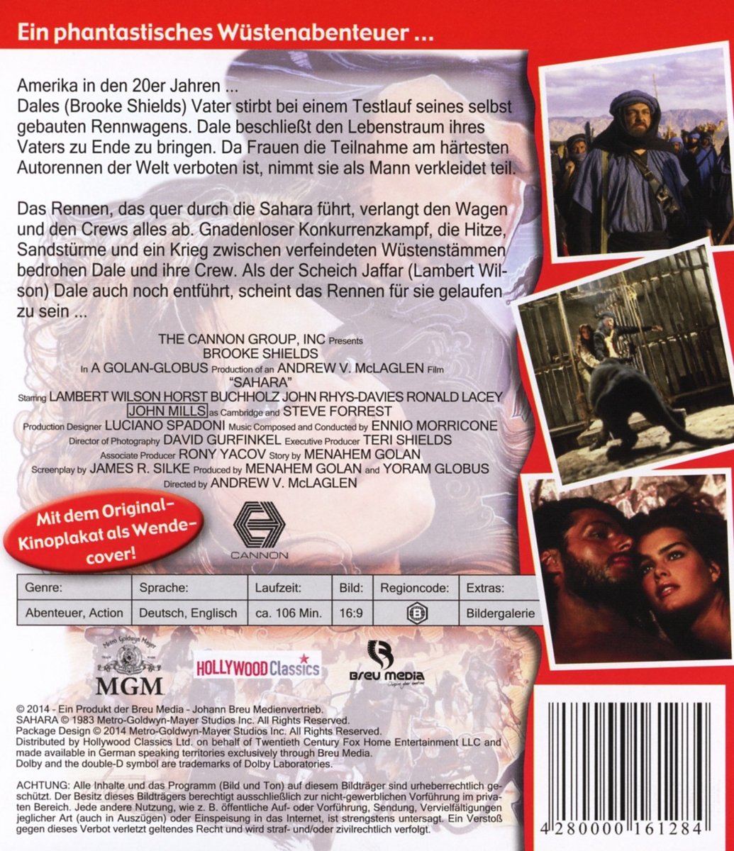 Amazon Com Sahara Non Usa Format Blu Ray Reg B Import Germany Brooke Shields Lambert Wilson Horst Buchholz John Rhys Davies Ronald Lacey John Mills David Lodge Cliff Potts Perry Lang Ya Ackov Ben Sira Andrew