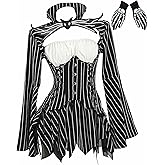 MEOWCOS Halloween Cosplay Costume Gothic Long Sleeve Tube Top with Skirt and Gloves
