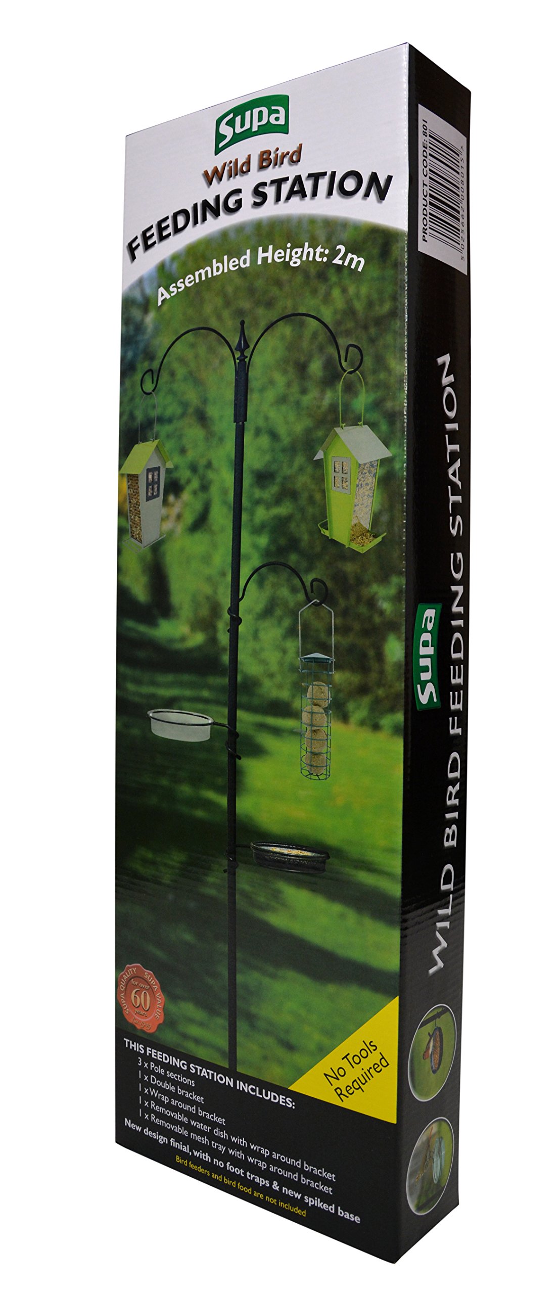 Supa Wild Bird Feeding Station For Garden Birds With Water Dish, Mesh Pecking Dish For Bird Feed And 3 Arms For Hanging Feeders From