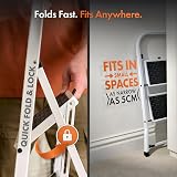 VonHaus 2 Step Folding Ladder Steel 150kg Capacity White view 4