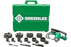 Greenlee 7310SB 11-Ton Hydraulic Knockout Punch Kit with Hand Pump, Ram, 1/2" to 4" Slug-Buster Punches, Dies, and Hydraulic Draw Studs, Electrical Conduit Hole Cutter Kit