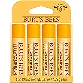 Beeswax Lip Balm Pack by Burts Bees for Unisex - 4 x 0.15 oz Lip Balm
