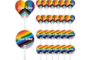 Blowata 24 PCS Pride Rainbow Fans, Love Wins Handheld Fan, LGBT Plastic Heart Shape and Round Hand Fan, Gay Pride Rainbow Stuffs for Rainbow Party Decorations, Rave Essentials, Pride Accessories