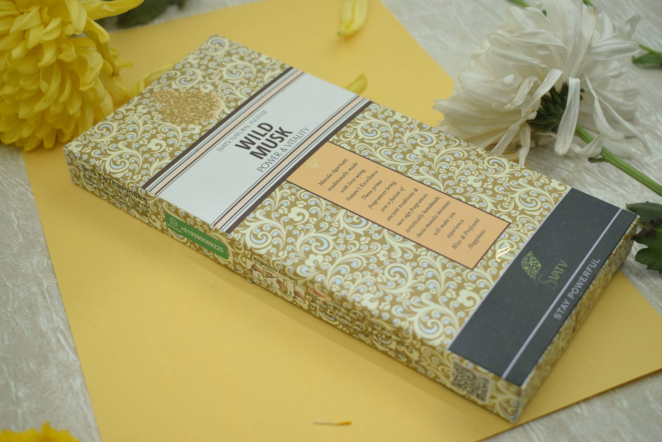 SVATV Herbal & Ancient Vedic Method Musk Incense Stick for Meditation, Yoga, Spiritual, Aromatherapy Energy Cleansing, SPA & Calm Down The Mind -Incense 200g | 7.05oz