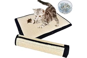 MILKY HOUSE Cat Scratch Pad 2PK Non Scratch Pads Couch Corner Kitty Scratching Bed Post Tree Ramp Cardboard Replacement, Sisal Thin Scratcher Mat with Velcro Pins Protecting Furniture Sofa Chair Desk Legs 16X12in