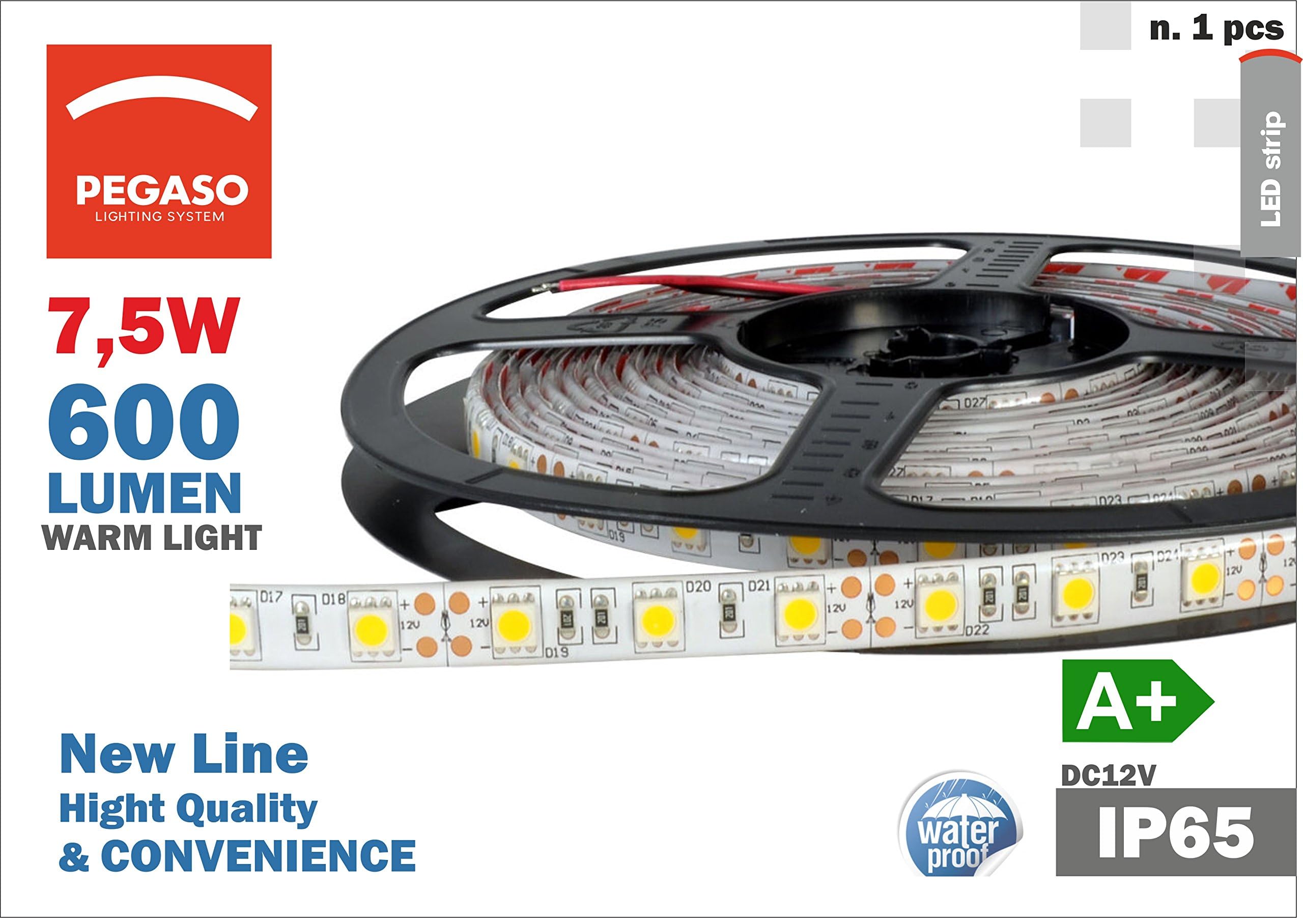 LED Strip Pegaso, IP65, warm light 3000 K, 5 Meters Length [Energy Class A+]