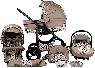 Bergsteiger Capri Kinderwagen 3 in 1 Kombikinderwagen Megaset 10 teilig inkl. Babyschale, Babywanne, Sportwagen und Zubehör