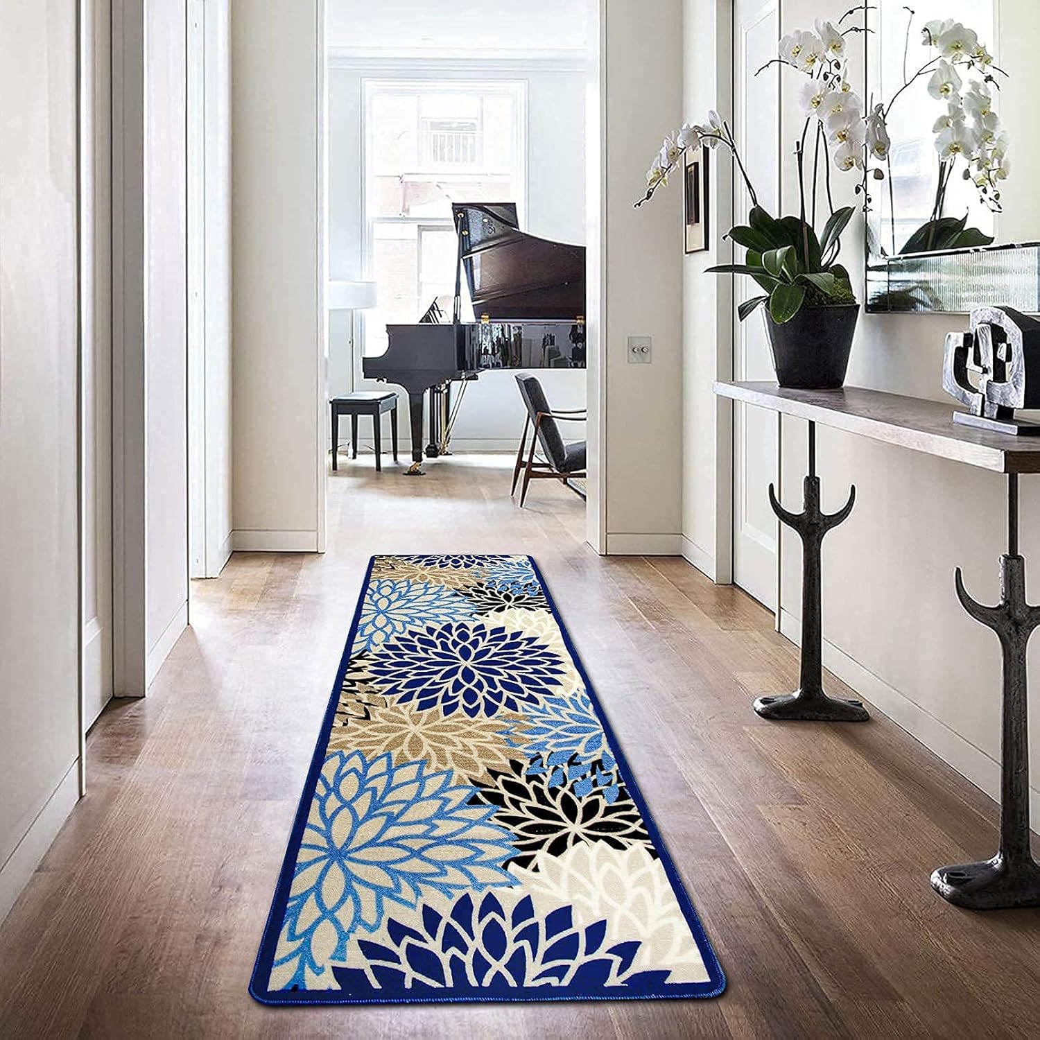 HEBE Floral Medallion Runner Rug 2'x6' Non Skid Washable Accent Distressed Throw Rugs Floor Carpet for Door Mat Laundry Room Entryway Hallways: Kitchen & Dining