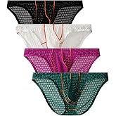 WINDAY Men's Briefs Lace Mesh Low Rise Bikini Briefs Soft Breathable Underwear