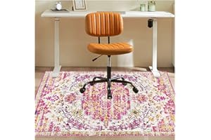 YSYTLCL Office Chair Mat for Hardwood Floor, 48"x60" Anti-Slip Desk Chair Mat for Hard Floors, Under Desk Computer Rug for Rolling Chair, Easy Glide Floor Protector Mat for Home Office(Pink)