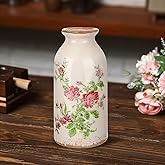 Ninehaoou Ceramic Small Vase Rustic Farmhouse Vase Boho Vases Home Decoration for Your Kitchen Bedroom Office Bathroom& Shelf Centerpiece Table Decorative(6 Inches,Romantic)