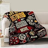 Movie Blanket Gifts for Women Men Girls Boys Vintage Cinema Theater Film Player Print Presents for Kids Adults Teen Birthday Christmas Decor Bedroom Living Room Couch Sofa Soft Flannel Throw 60"x50"