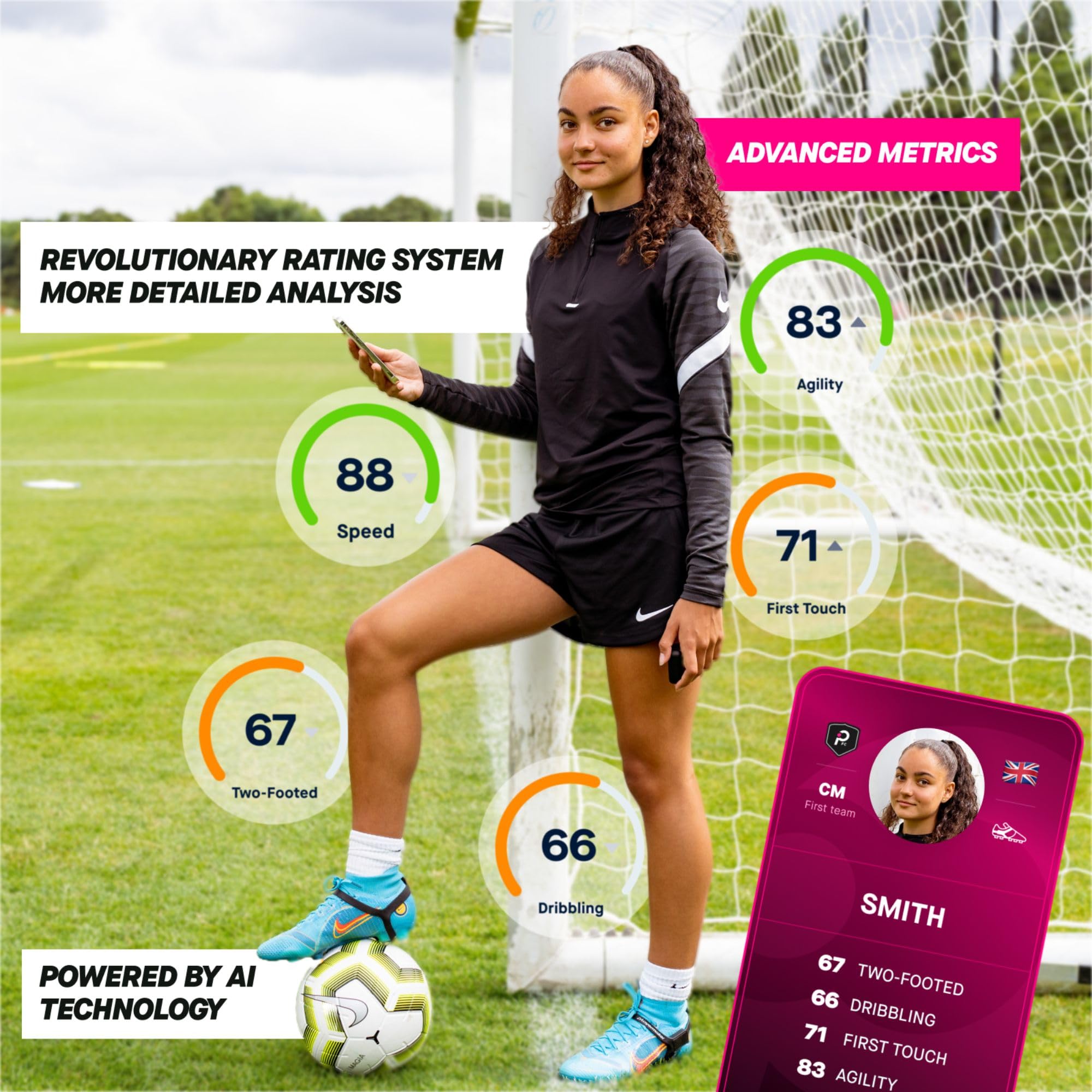 Playermaker 2.0 Smart Soccer Tracker for Cleats, 25+ Technical & Physical Soccer Training Metrics, 12 Month Access to Playermaker Technology App Included, Next-Level Precision Beyond GPS Trackers