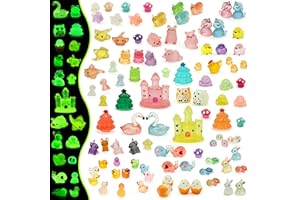 Tardigrade 100pcs Luminous Mini Resin Animals, Tiny Mini Animal Figures to Hide, Miniature Figurines Glow in The Dark Variety Micro Landscape for Potted Plants Garden Aquariums Dollhouse Gift Package