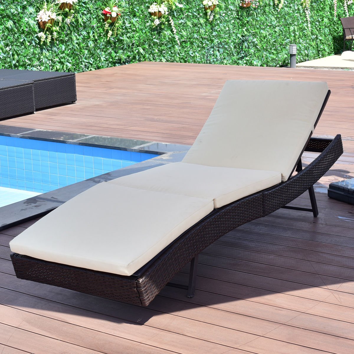 New MTN-G Patio Sun Bed Adjustable Pool Wicker Lounge Chair Outdoor Furniture W/Cushion