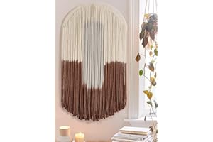 Jakalin Macrame Wall Hanging Brown Woven Circle Handmade Home Boho Wall Decor 27" L×13" W