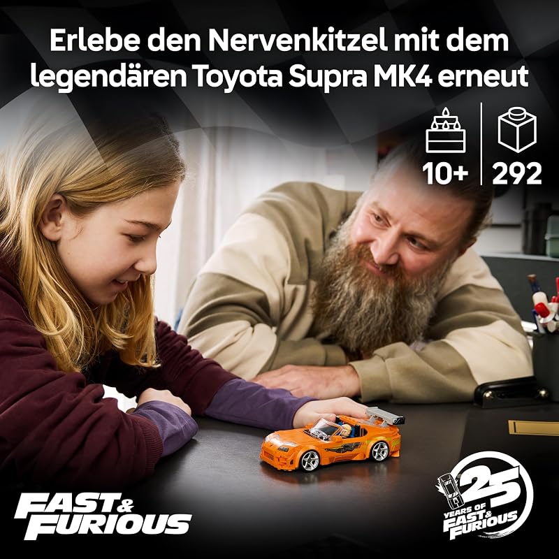 Speed Champions The Fast and The Furious Toyota Supra MK4 - Auto Spielzeug - Modellbau mit Bryan O'Conner Minifigur - Mint Geschenk für Jungen ab 10 Jahren und Jugendliche Filmfans - 77260 — Foto 2 von 8