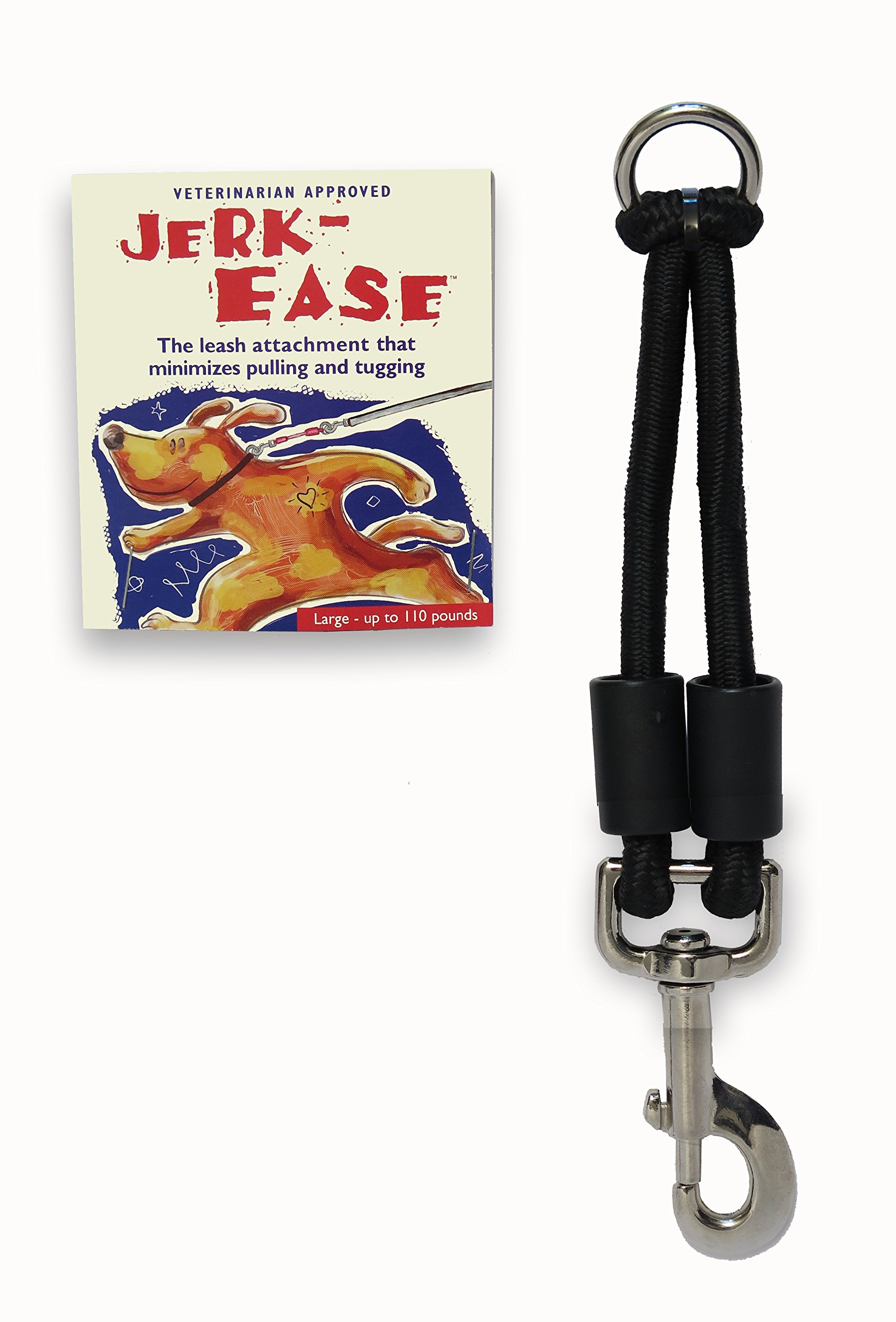 JERKEASE Patented Shock Absorber Bungee Dog Leash Attachment, Large