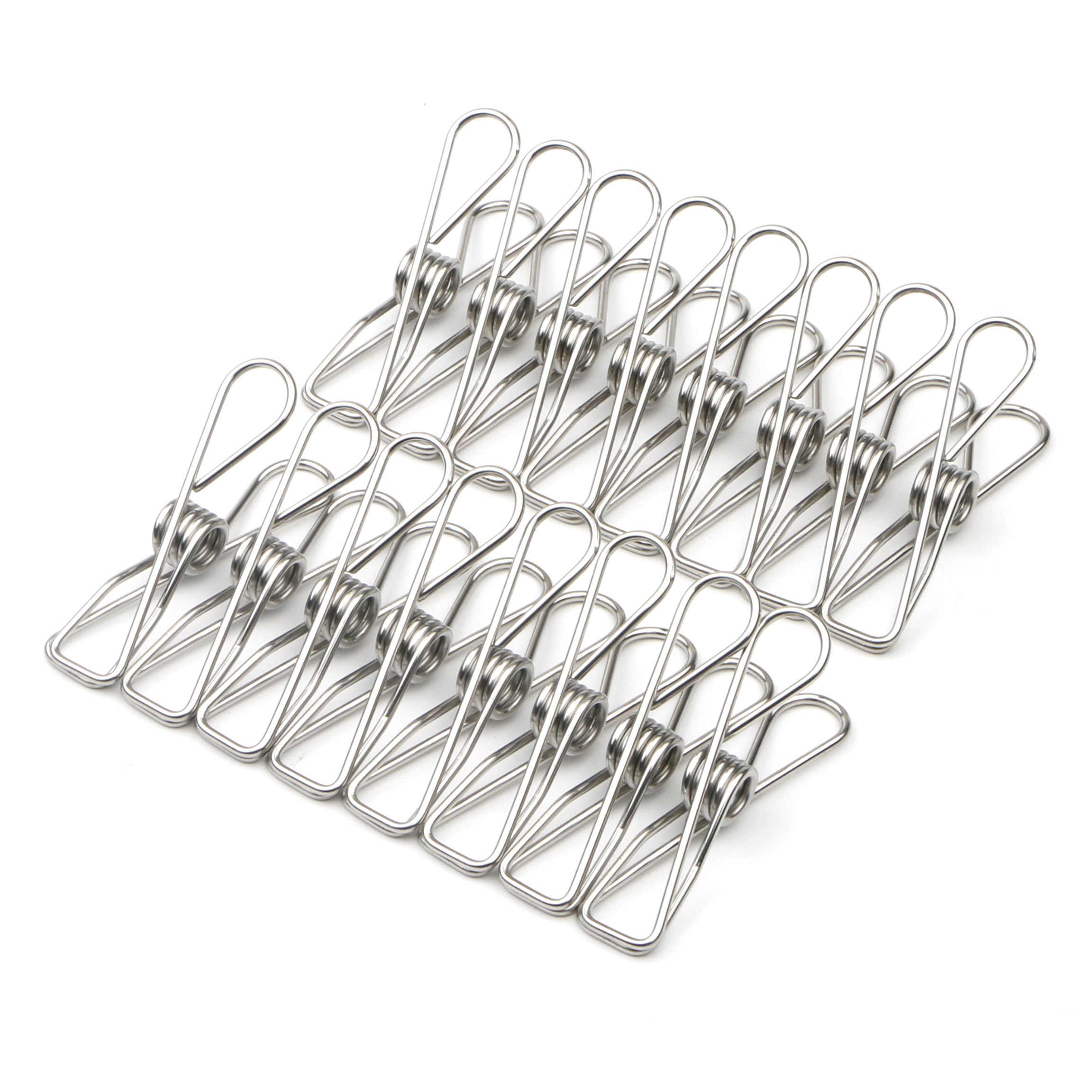 Pxyelec 50 Pack Stainless Steel Strong Rust Resistant Clothes Pegs for Outdoor, Home, Kitchen, Bathroom, Garden, Paper Files, Snacks Seal(Rustproof & Extra Grip)