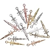 Wowagoga 100 Pieces Swords Charms for Jewelry Making Swords Bookmark Mini Swords Pendants Antique Swords Keychain for DIY Necklace Bracelace (7 Colors)