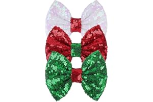 Lanmerry Christmas Hair Accessories - Sequins Bows Alligator Clips with Clips for Girls, Women, Toddlers in Red, White, Green