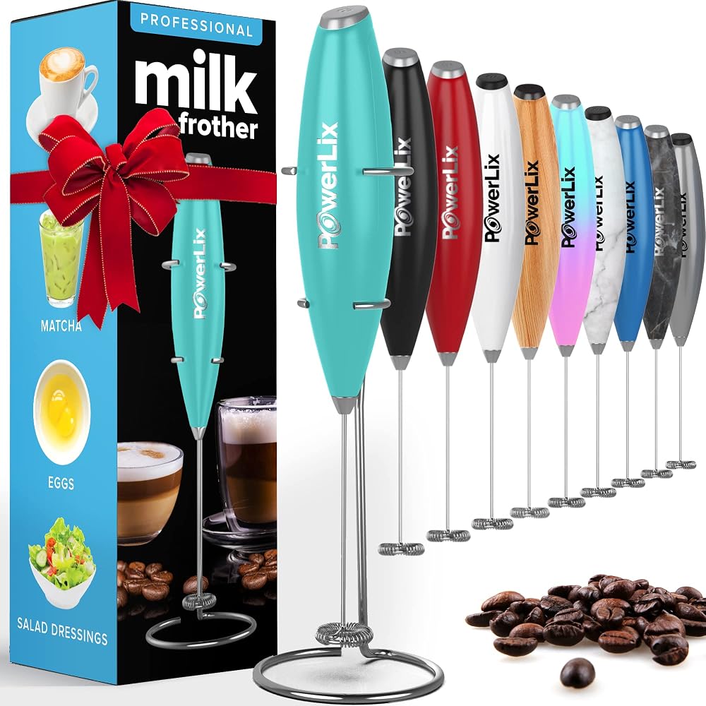 PowerLix Milk Frother Handheld Whisk 19000rpm Stainless Stand