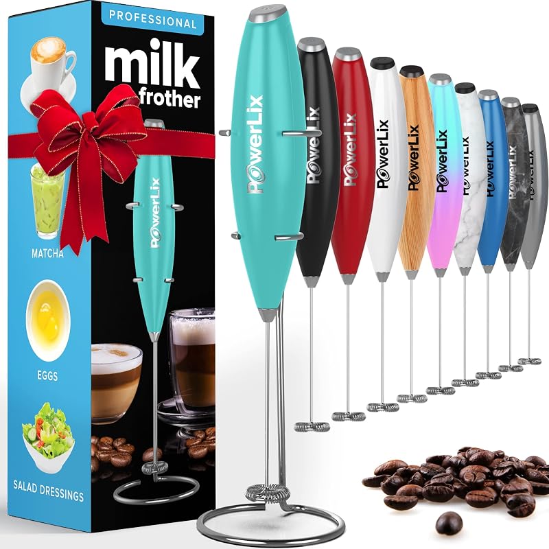 PowerLix Milk Frother Handheld Whisk 19000rpm Stainless Stand