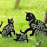 MrMrKura 3 Pack Metal Cat Stakes Garden Decor Stakes Black Cat Silhouette Statue for Outside Metal Decorative Ornaments for Outdoor Garden Home Patio Yard Decor (3 Cats)