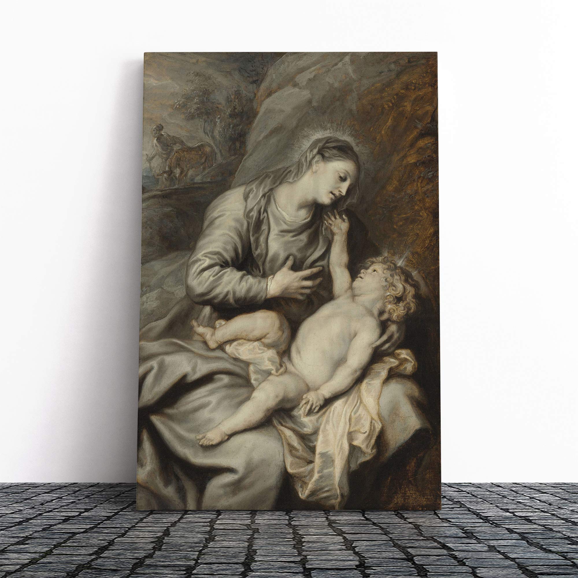 Anthony Van Dyck Rest on The Flight into Egypt Canvas Print | Gallery Wrapped 30mm Frame Wall Art | 20x14 inches | Ready to Hang | Modern Picture | Living Room Bedroom Lounge Office