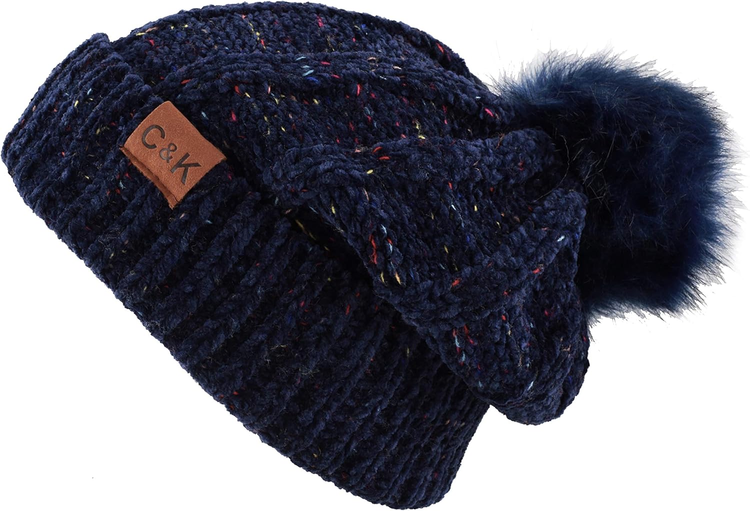 The Hat Depot Winter Thick and Warm Pom Pom Fleece Lined Skully Knit Beanie Hat (Navy) at  Women’s Clothing store