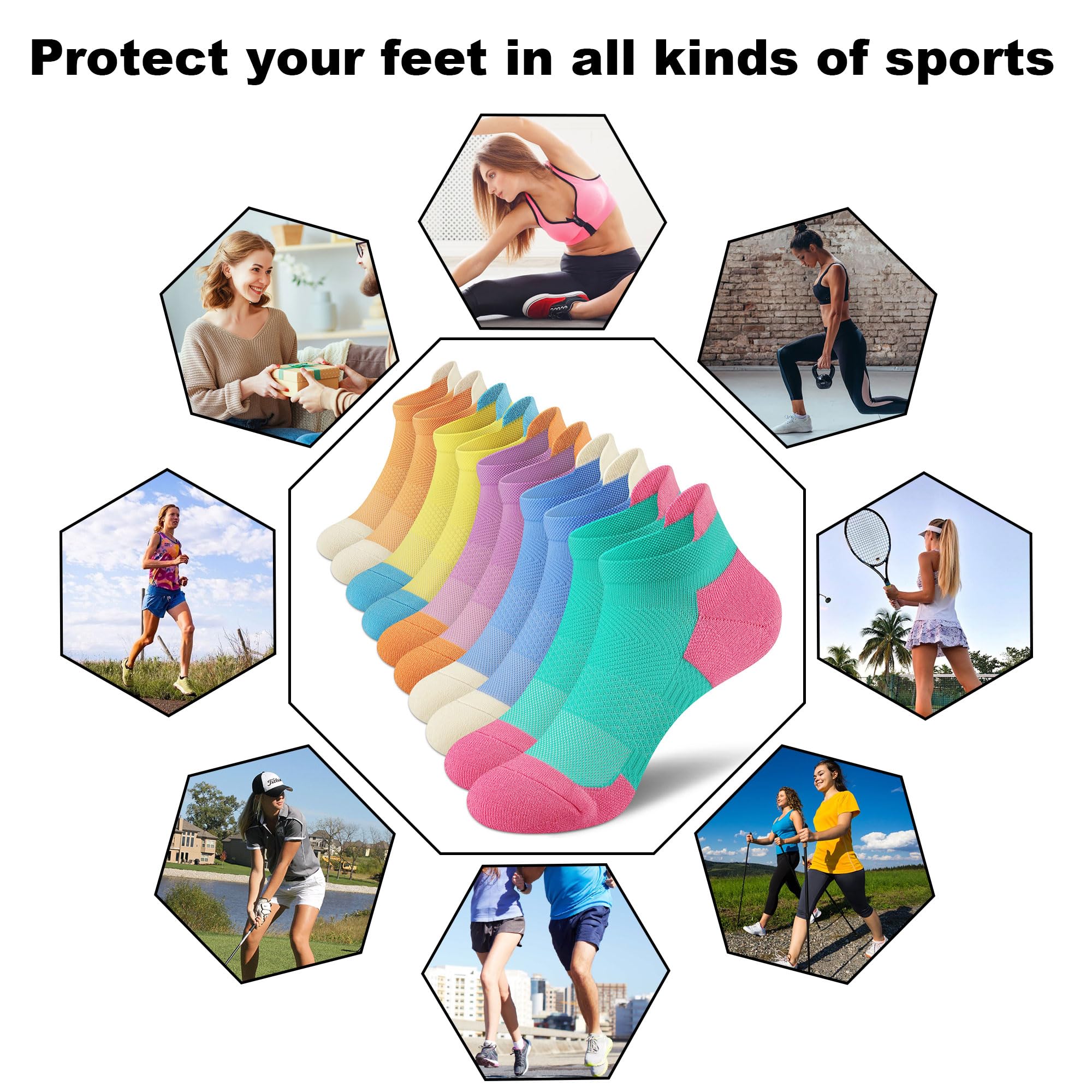 SOMTWO Ankle Compression Socks for Women,Runing Athletic Low Support Socks 5 Pairs