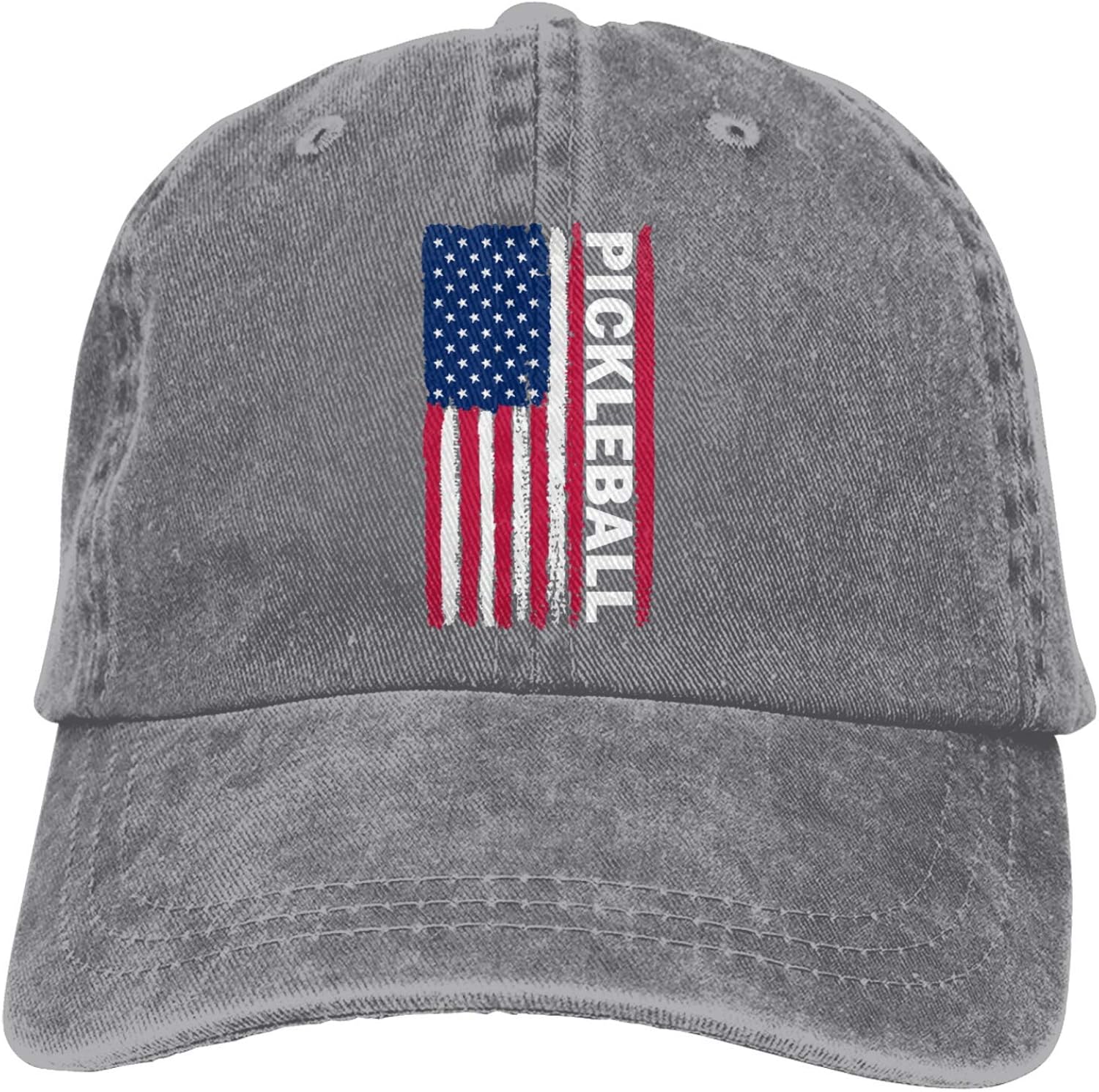 WGDXLS USA Flag Pickleball Sports Denim Cap Adjustable Snapback Unisex Plain