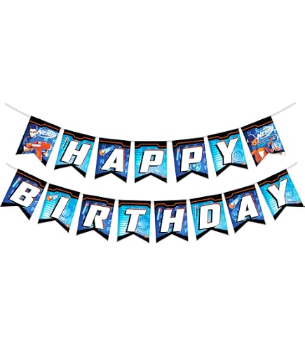 POP Parties Dart War Happy Birthday Banner - Foldable Pennant For Parties & Decor - View #9